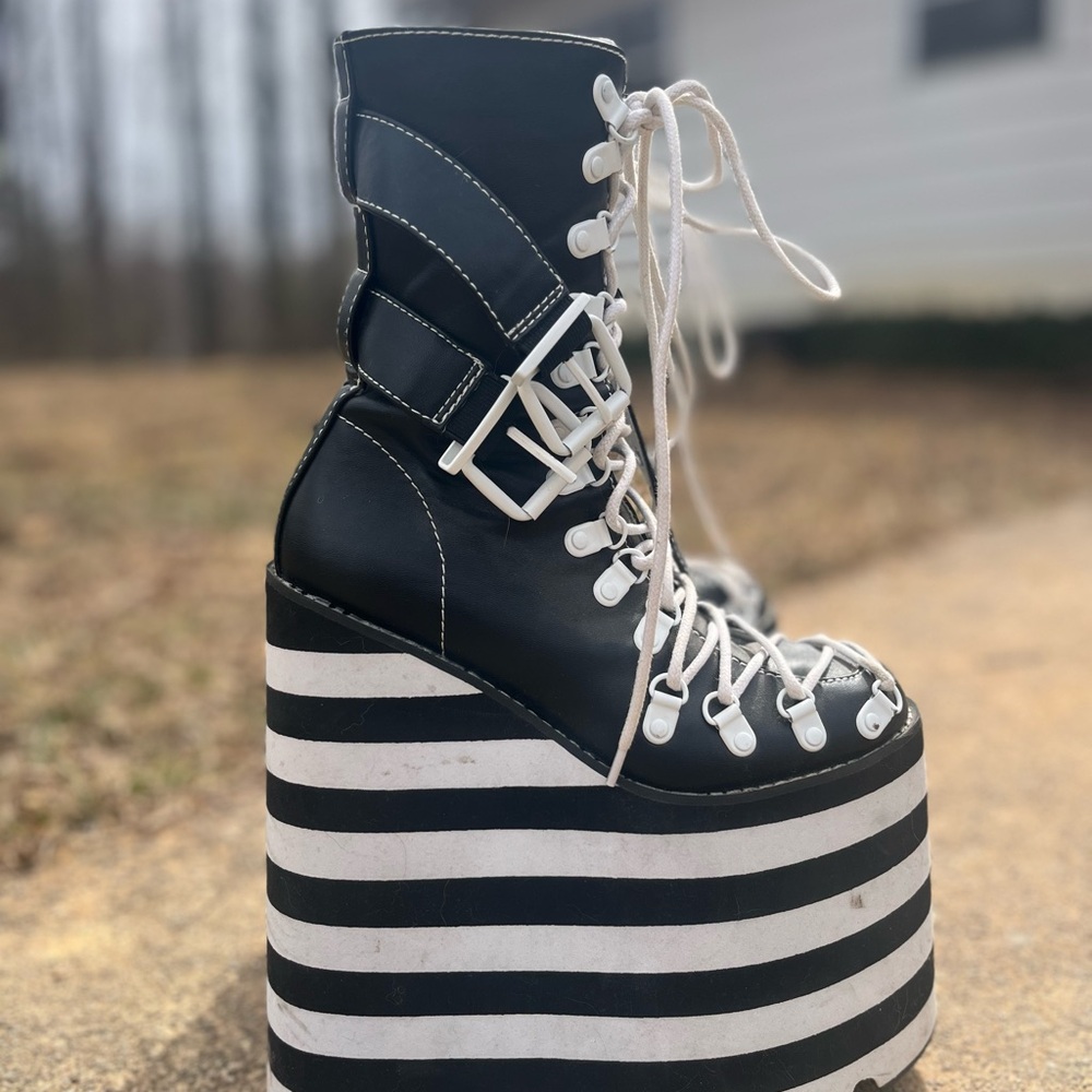 Current Mood Striped Double Stack Platform Boots - image 3